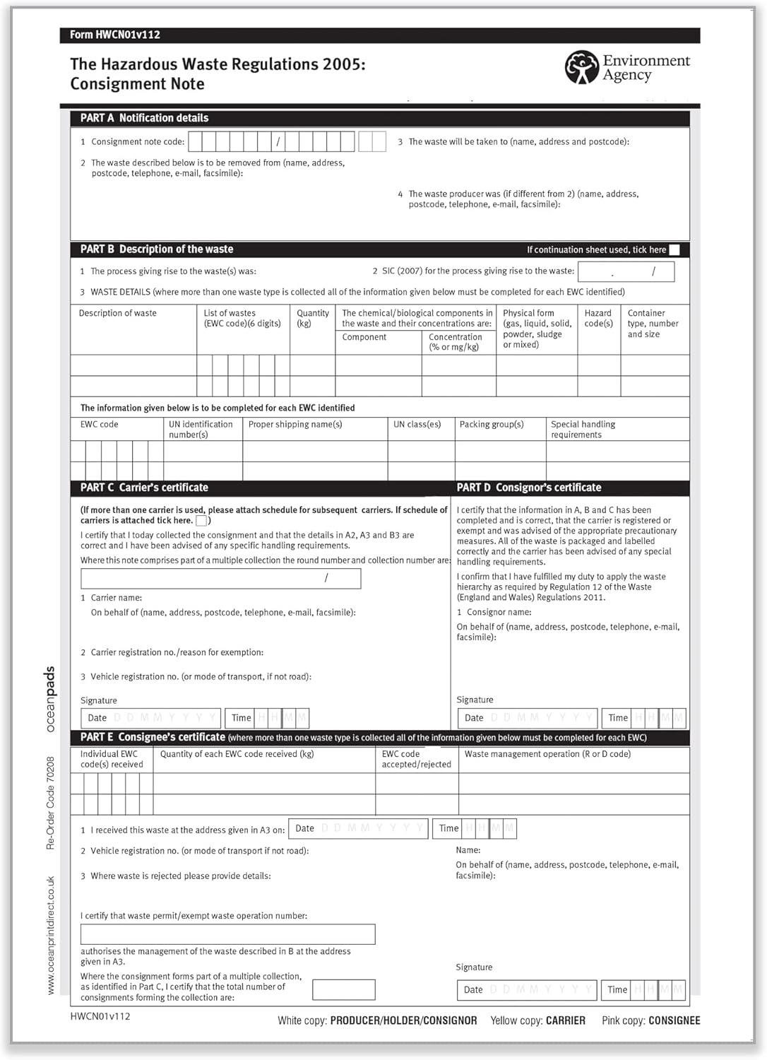 Hazardous Waste Consignment Note